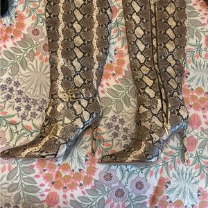 Snakeskin Patterned High Heel Boots